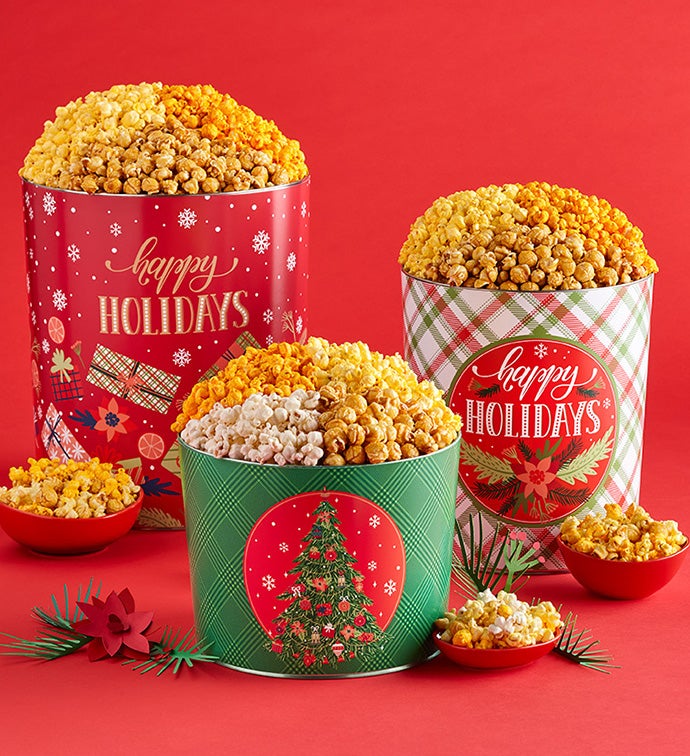 Holiday Cheer Popcorn Tins